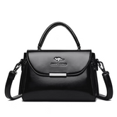 حقيبة يد نسائية متوسطة الحجم بمساحات منظمة لون اسود - KSA